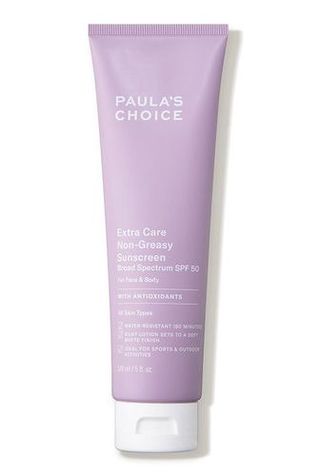 paula's choice extra care non greasy, oil free face body sunscreen spf 50, uva uvb protection, water sweat resistant