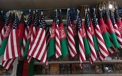 Flags from Afghanistan and the U.S.