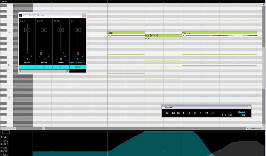 Editing in Vocaloid 2 takes place on a Piano Roll style interface.