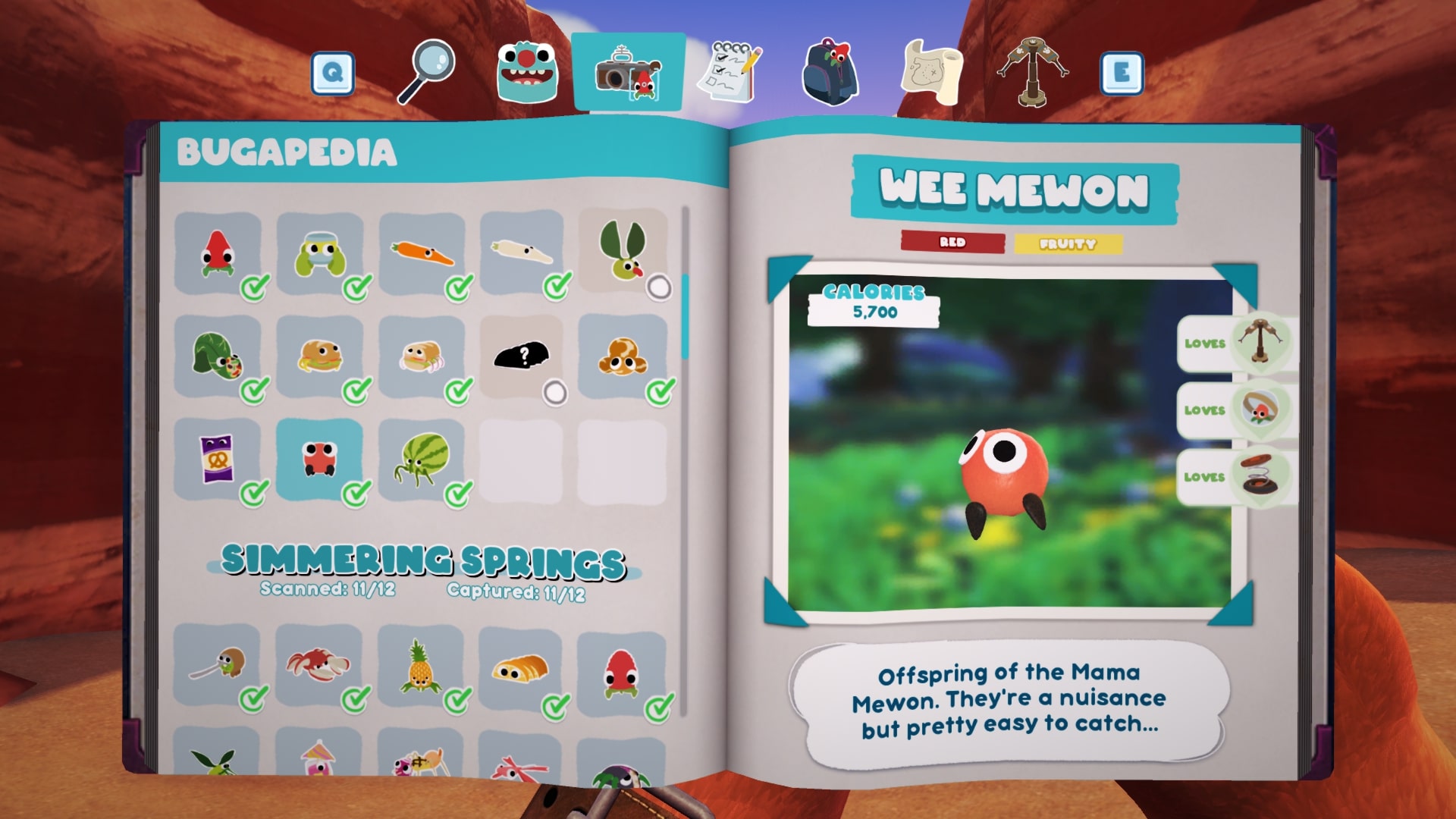 Bugsnax Bugapedia: Wee Mewon