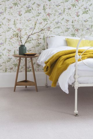 pale pink wool carpet in bedroom