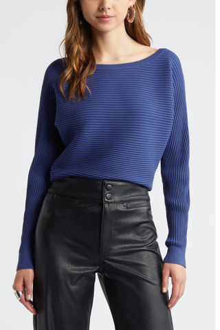 Luxe Sculpt Rib Dolman Sleeve Sweater