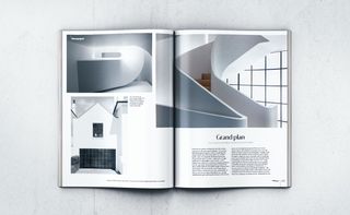 Open magazine spread showing interior pictures