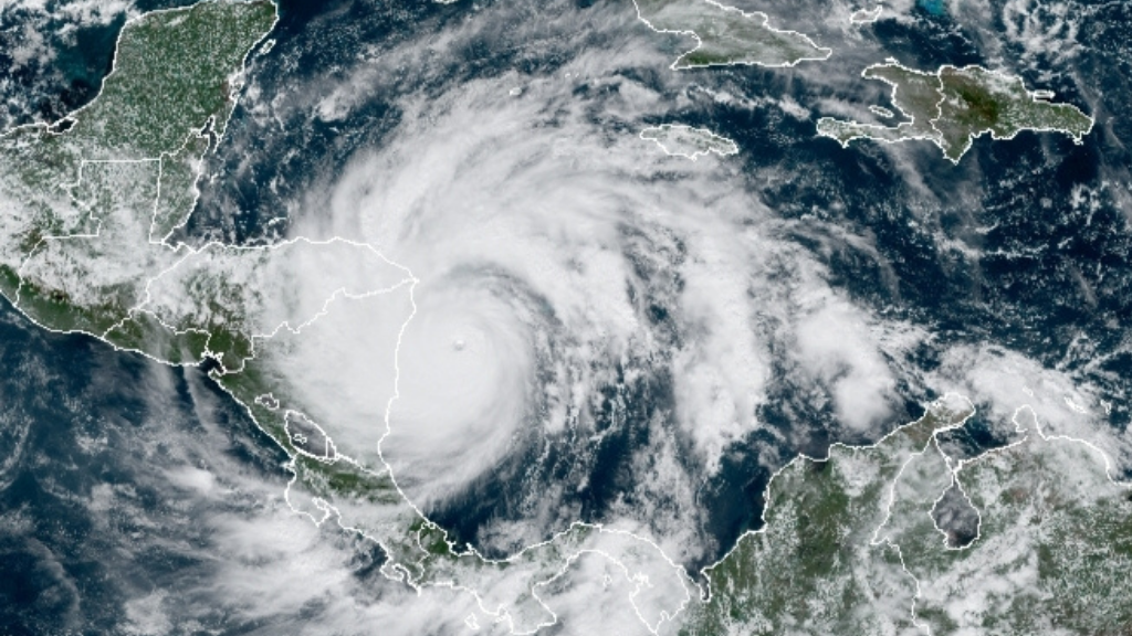 A satellite image of Hurricane Iota taken on November 16