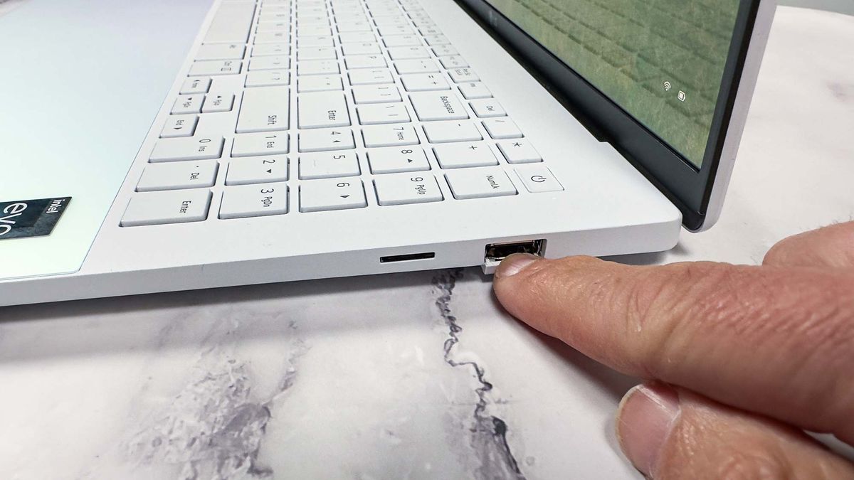 LG Gram Style laptop outside
