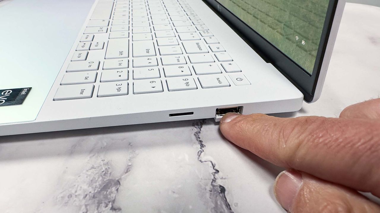 LG Gram Style laptop outside