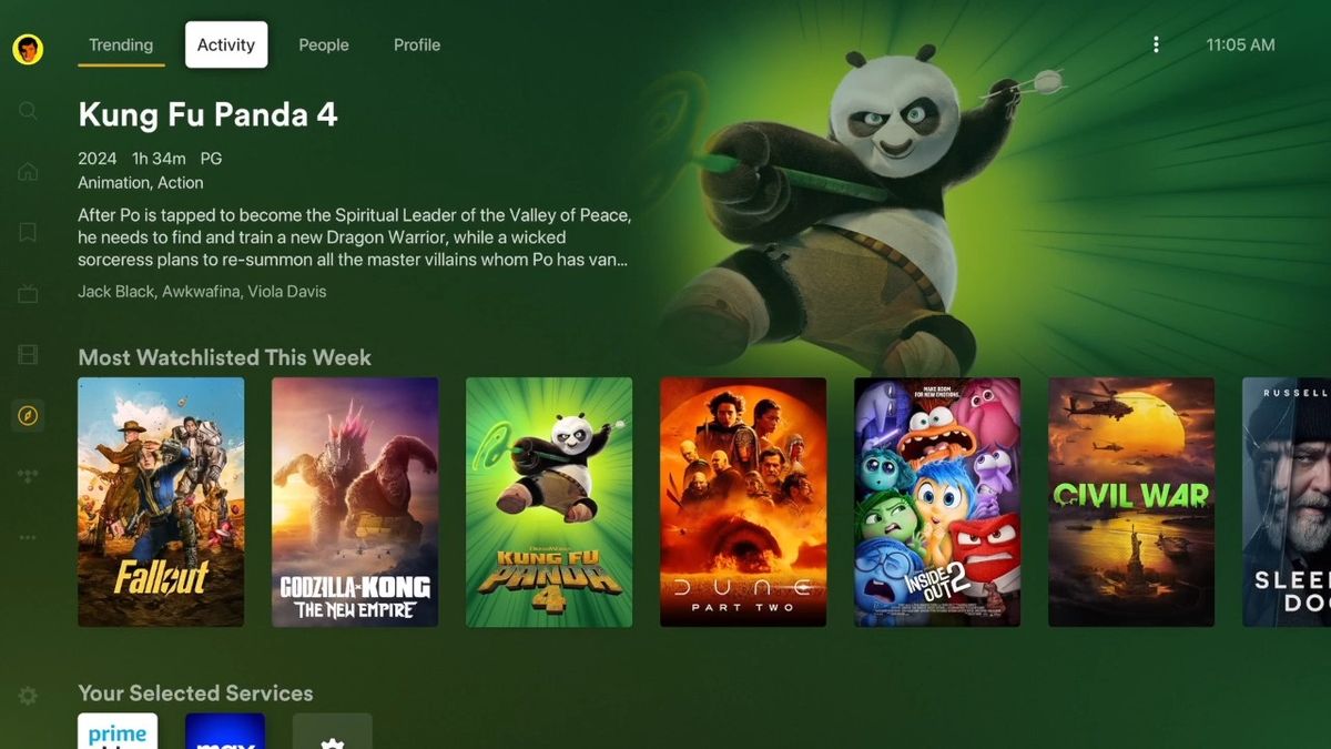 Kung Fu Panda 4 in the latest version of the Plex app