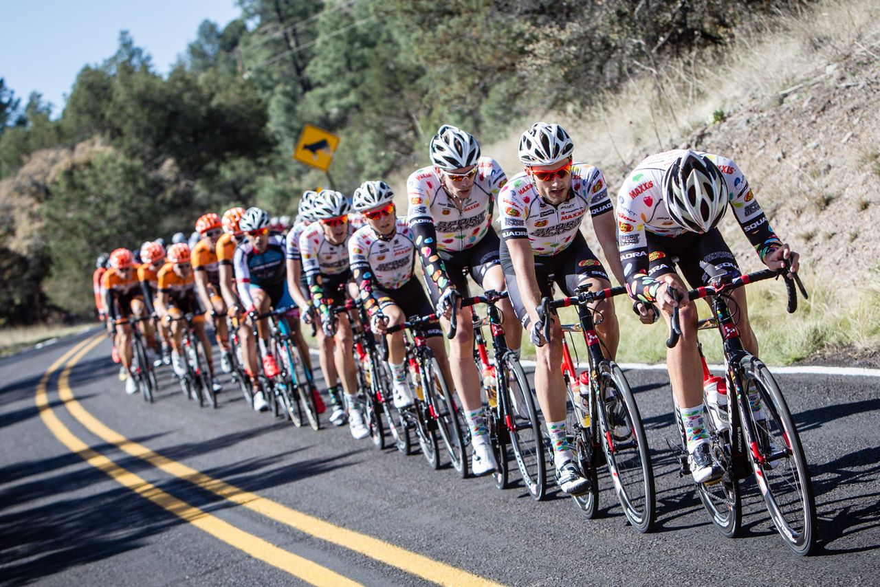 Jelly Belly stays on the front to bring back the break