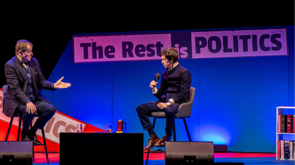 Alistair Campbell and Rory Stewart on tour with The Rest is Politics.