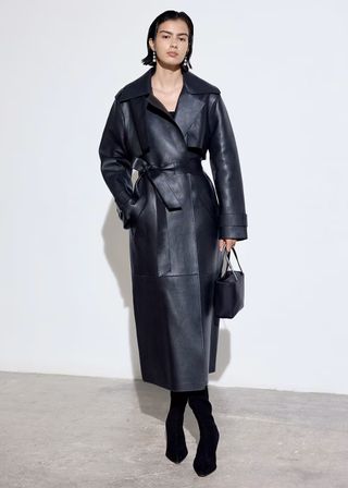 Whistle, Faye Clean Trenchcoat aus gebundenem Leder