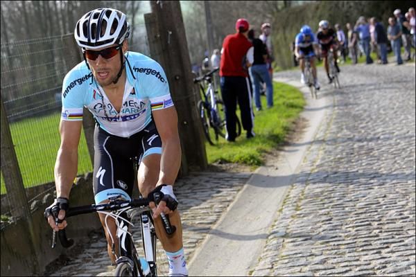Tom Boonen (Omega Pharma-Quickstep) on the attack.