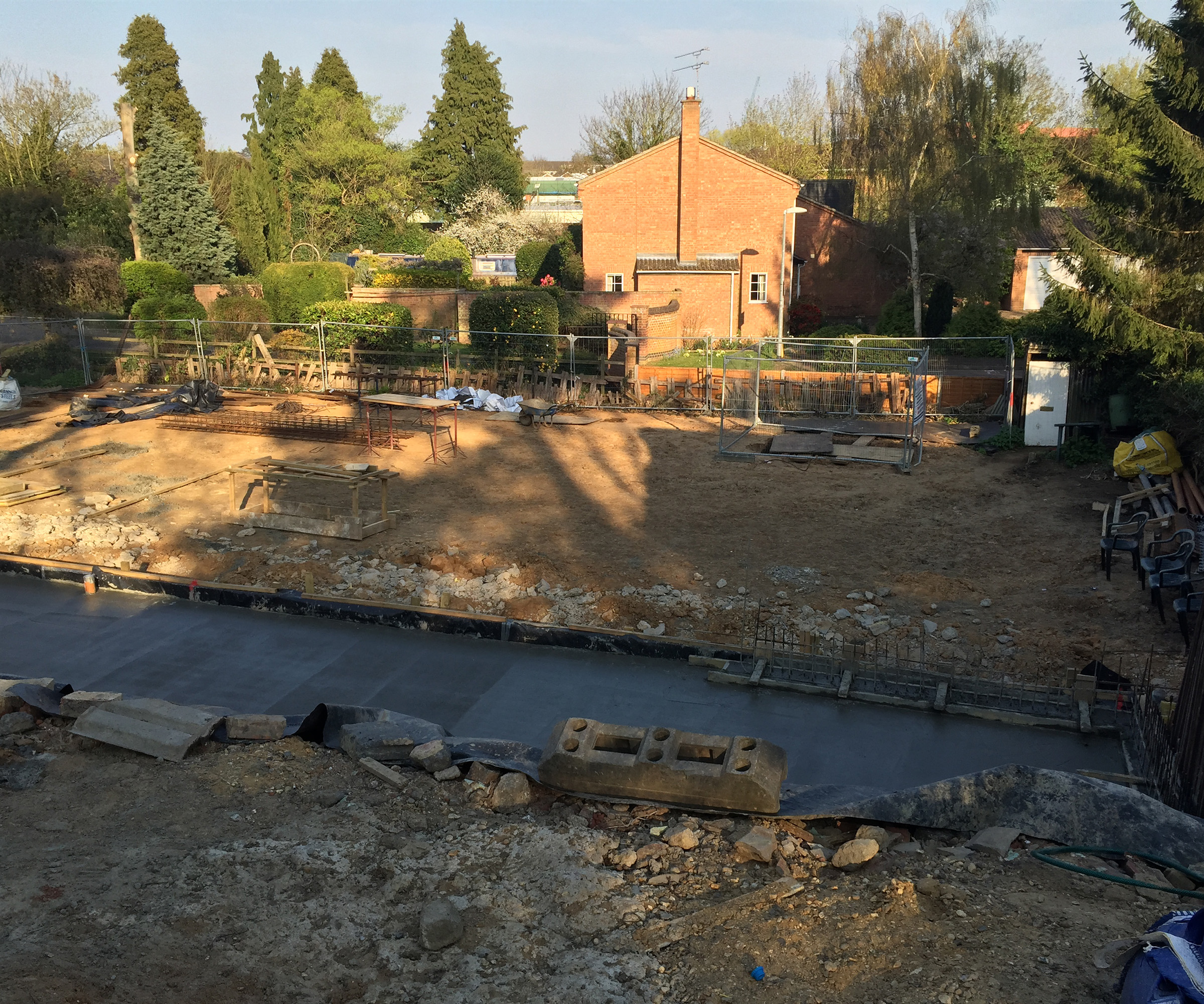 Progress shots of a demolished bungalow to make way for a foundations being laid for a self-build home