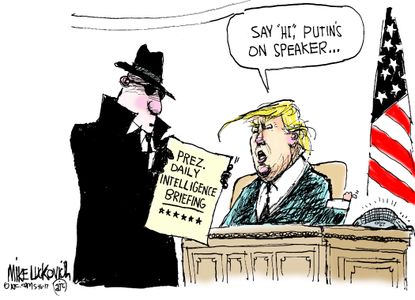 Political Cartoon U.S. Trump Putin Phone National Security Intelligence Reports