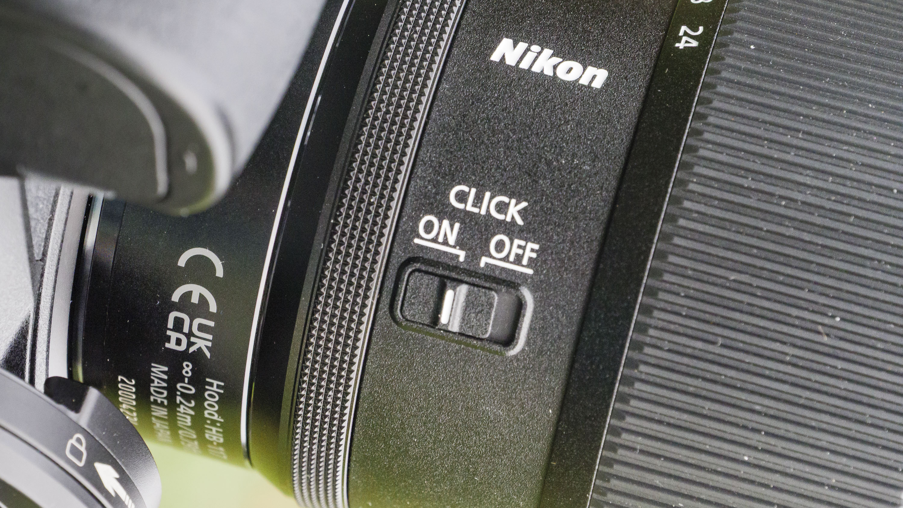 Closeup of the Nikon Z 24-70mm f/2.8 S II lens' clicked ring control