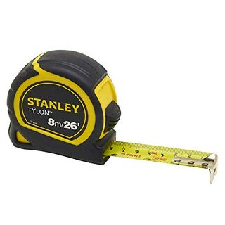 Stanley Tylon 8m/26ft Pocket Tape Measure, Tru-Zero End Hook, Tylon Coated Blade, 1.75m Tape Standout, 0-30-656