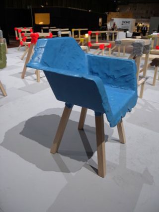 Blue color fiber wooden chair