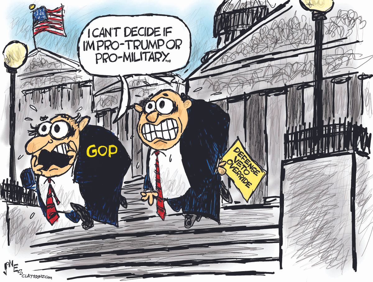 Political Cartoon U.S. GOP Republicans Defense Bill Veto | The Week