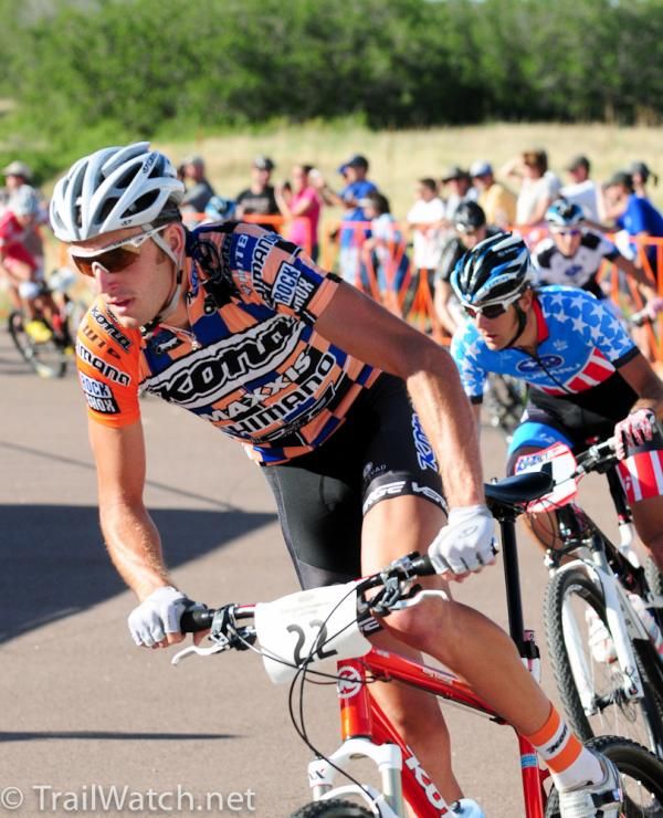 Ryan Trebon (Kona) leads riders through the start/finish after the start loop was completed