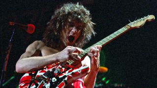 Eddie Van Halen of Van Halen performs on the Hide Your Sheep Tour, at Madison Square Garden, New York City, 8th October 1982. 