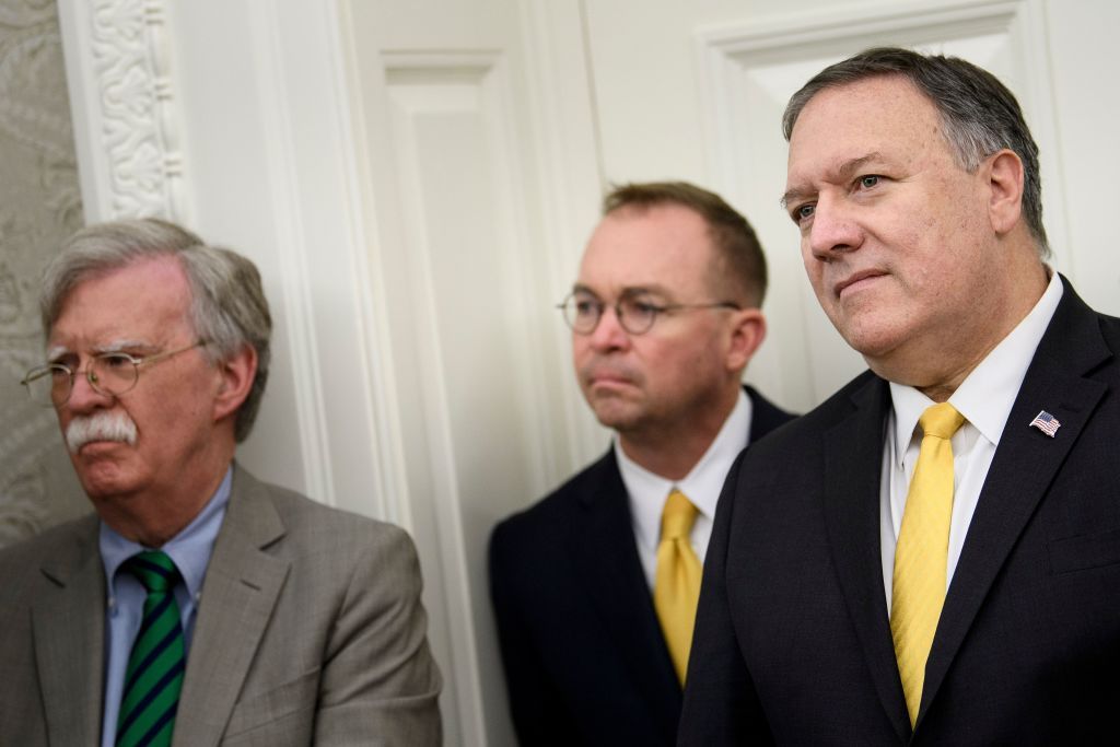 John Bolton, Mick Mulvaney, Mike Pompeo