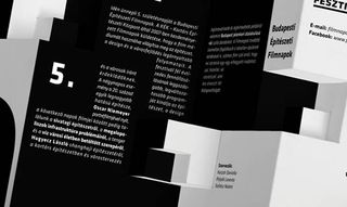 This cut-out brochure was created by Lakosi Kriszián for the Budapest Architecture Film Festival