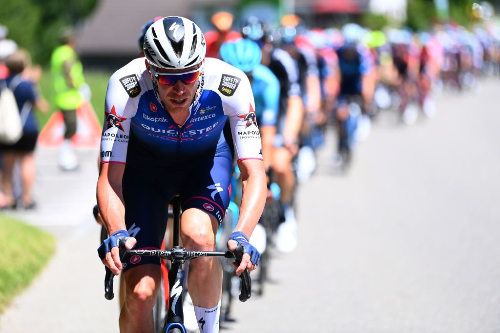 KUSNACHT SWITZERLAND JUNE 12 Tim Declercq of Belgium and Team QuickStep Alpha Vinyl competes during the 85th Tour de Suisse 2022 Stage 1 a 1776km stage from Kusnacht to Kusnacht 679m ourdesuisse2022 WorldTour on June 12 2022 in Kusnacht Switzerland Photo by Tim de WaeleGetty Images