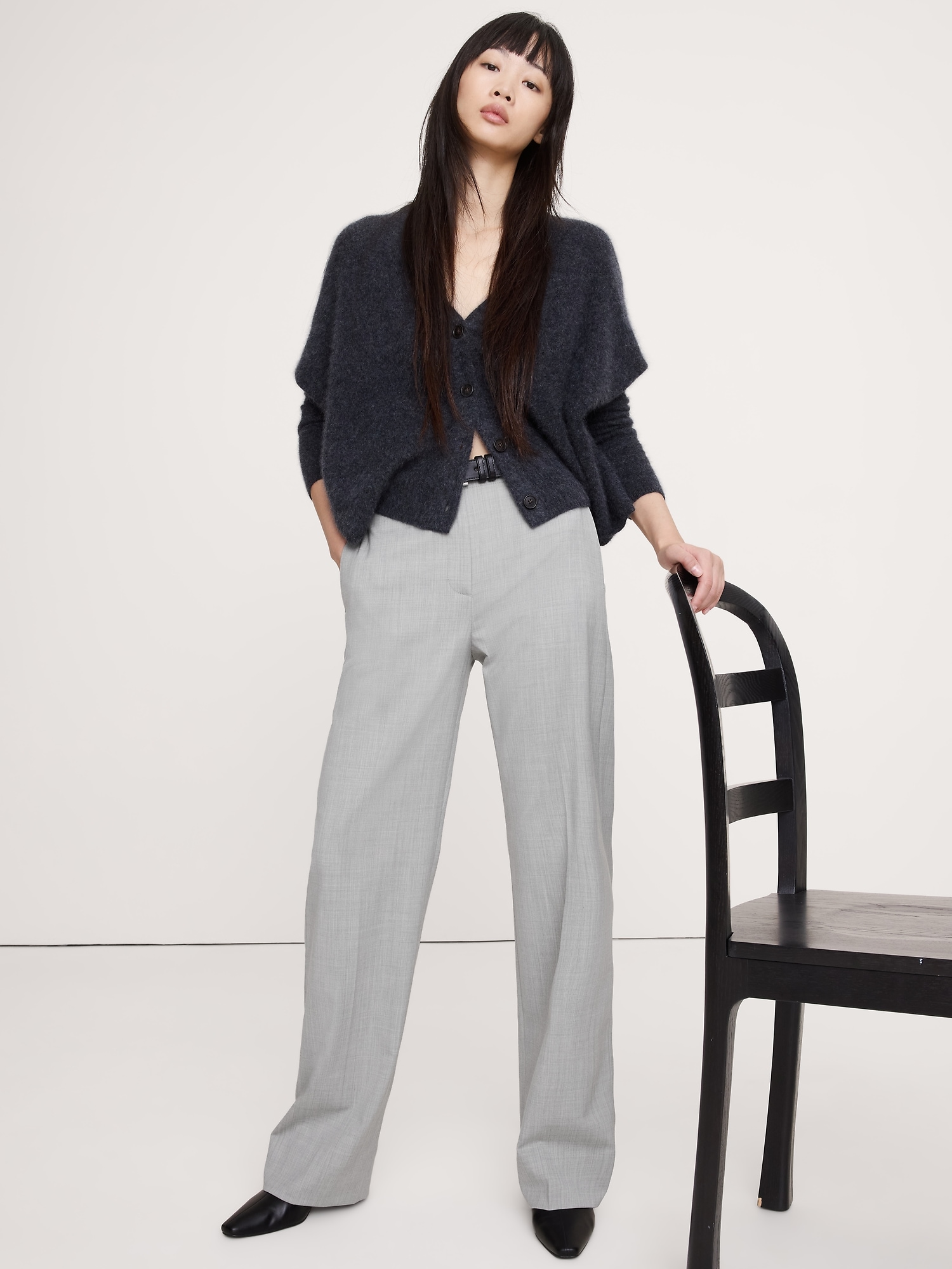 High-Rise Modern Straight Italian Wool Pant