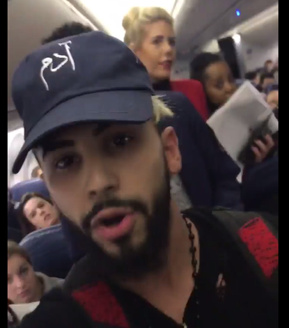 Adam Saleh films himself being kicked off a Delta Airlines flight.
