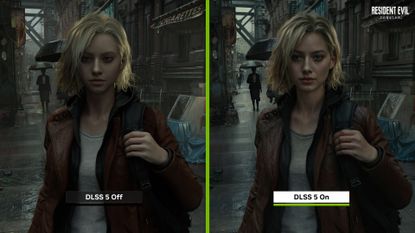 Resident Evil Requiem shown comparatively with DLSS 5 on and off