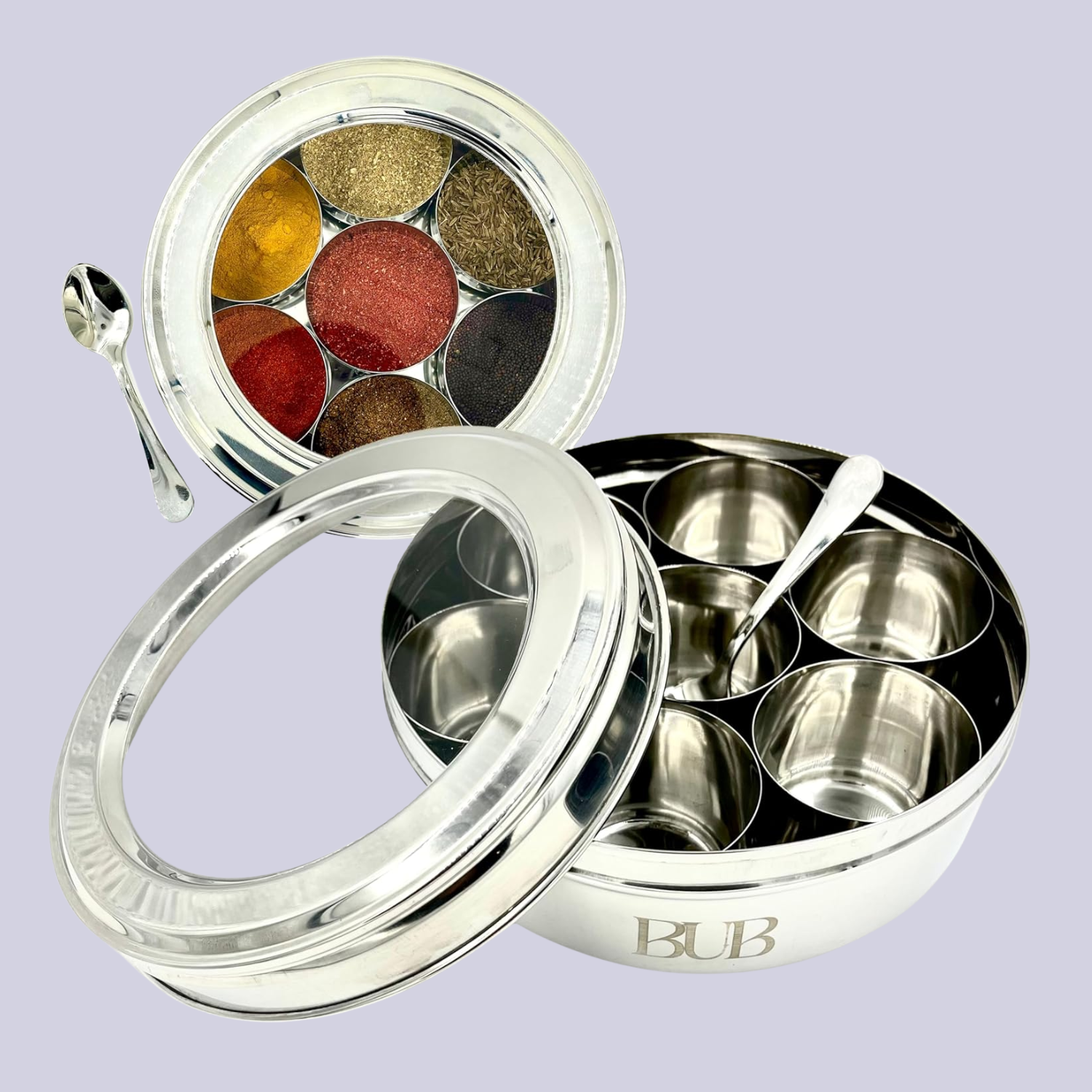 A steel masala dabba