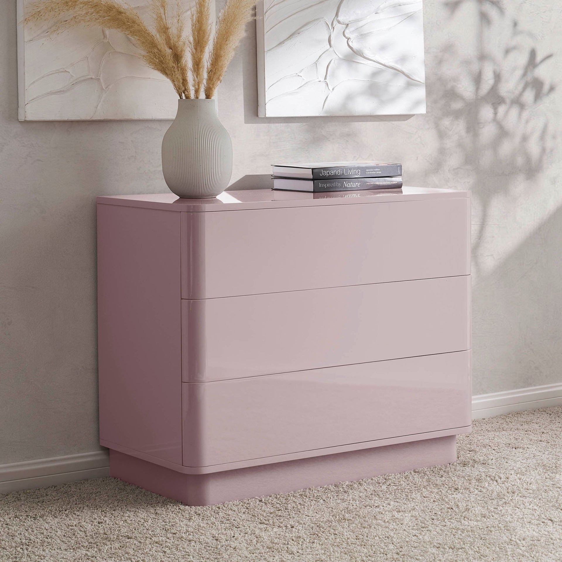 Romilly High Gloss 3 Drawer Chest - Violet Ice