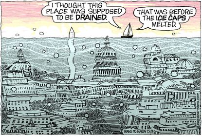 Political cartoon U.S. Trump drain the swamp climate change