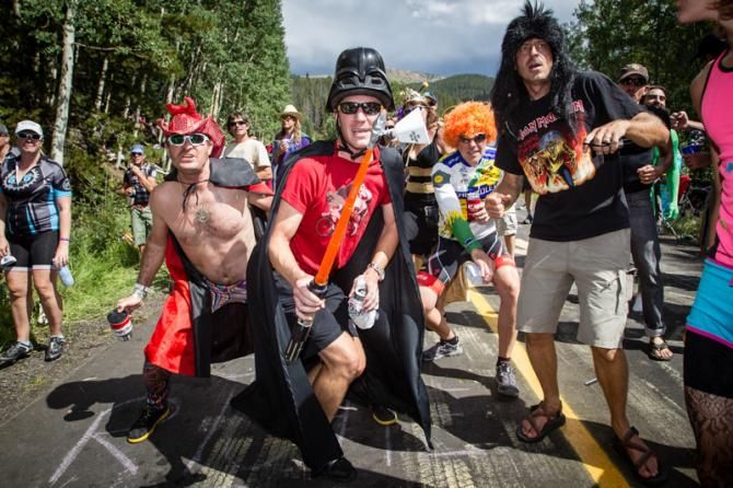 Fans wait for riders during the Vail TT.