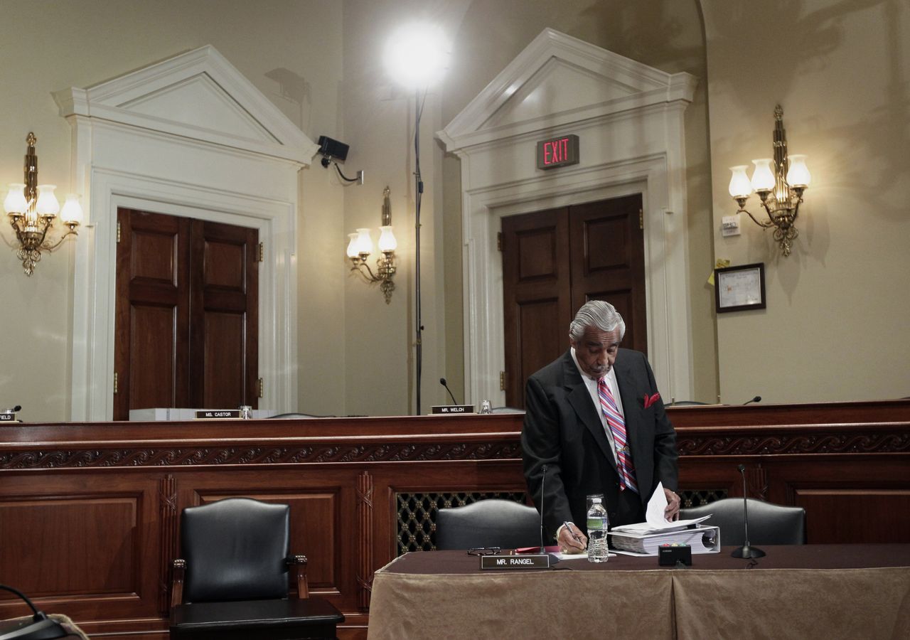 Rep. Charlie Rangel prepares for his appearance before the House Committee on Standards of Official Conduct in November 2010.