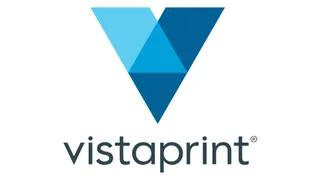White background with blue V and vistaprint written underneath in blakc