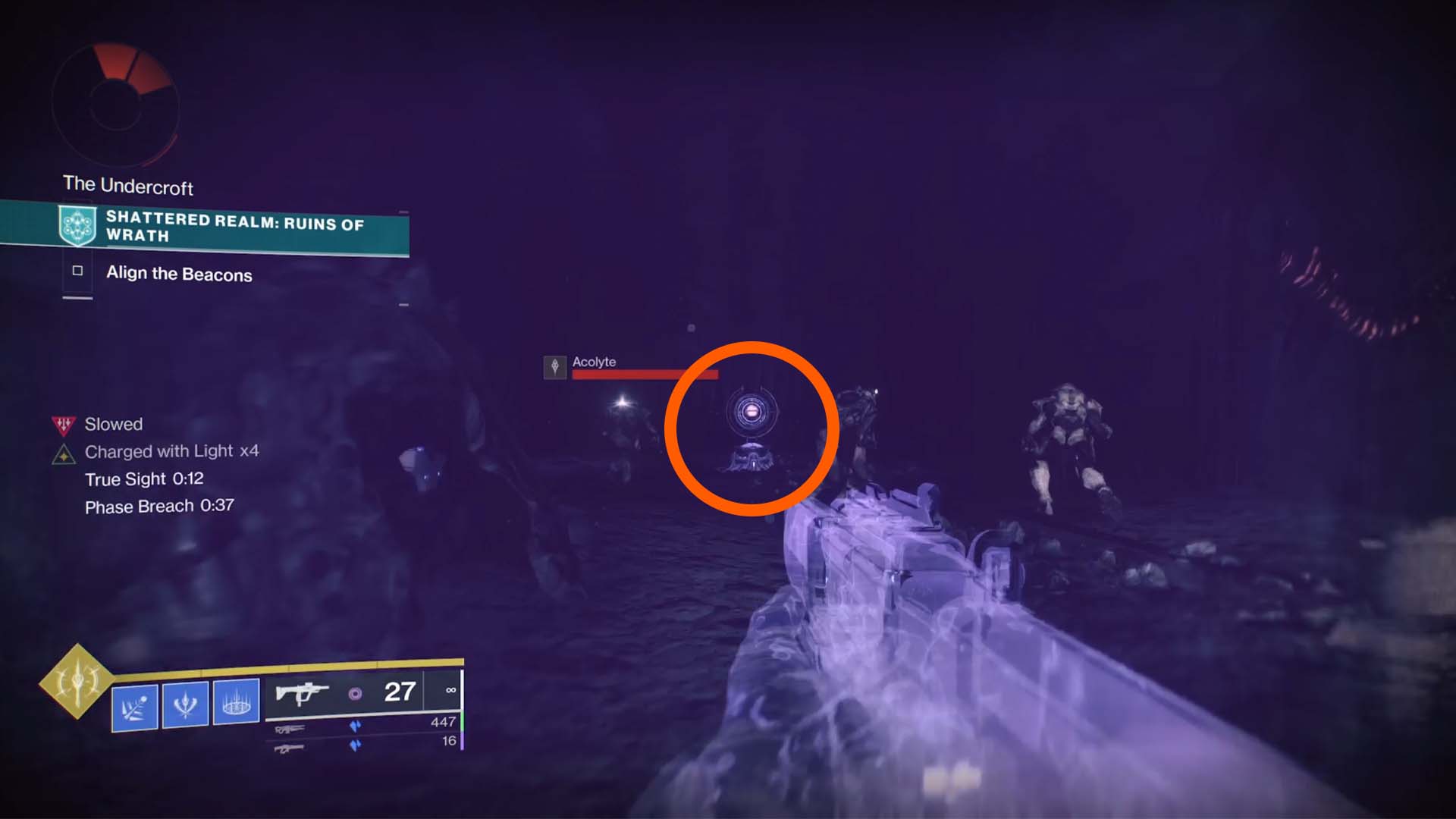 Destiny 2 season of the lost shattered realm ascendant mystery chest ruins of wrath relic orb in Scoroboth boss fight