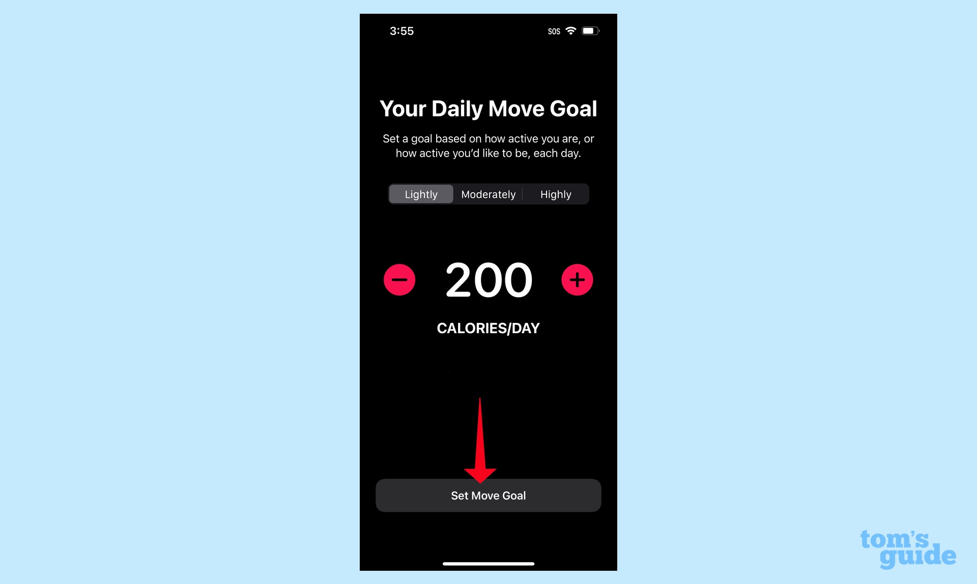 Фитнес-приложение iOS 16 устанавливает цель движения