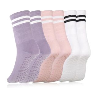 3 Pairs Pilates Socks Non Slip Women