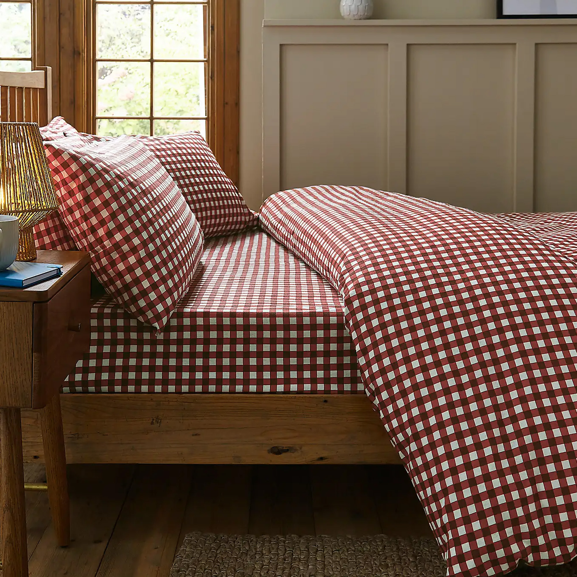 Dunelm Maeva Gingham 100% Brushed Cotton Duvet Cover &amp;amp; Pillowcase Set