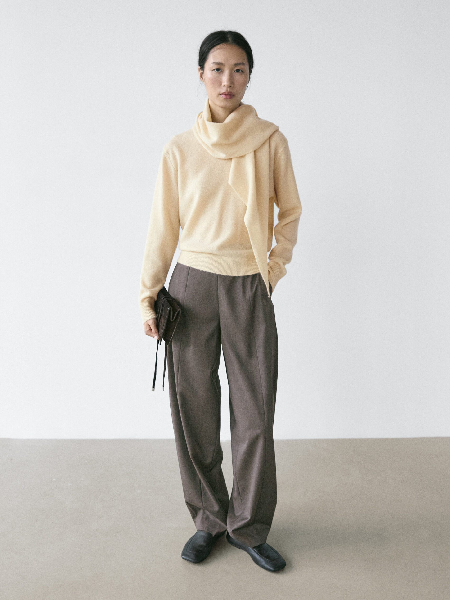 Knit Sweater With Scarf Detail