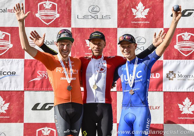 Elite Men's podium, left to right: Robert Britton (Rally Cycling), Svein Tuft (Mitchelton-Scott), Alexander Cataford (UnitedHealthcare)