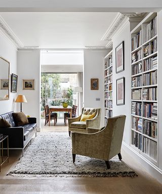 Bookshelf ideas for living rooms with double reception room