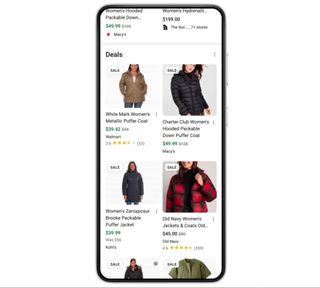 Google Search showing shopping side-by-side