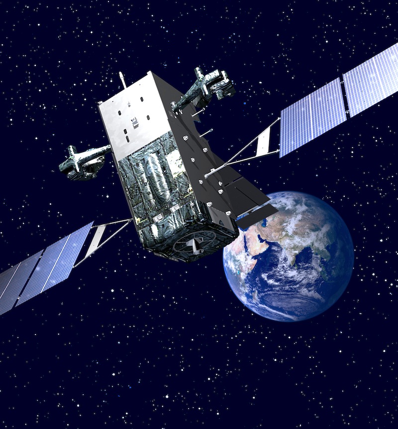 An artist&#039;s illustration of a the U.S. military&#039;s Space Based Infrared System missile defense satellite in orbit.