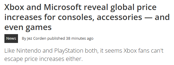 Xbox and Microsoft reveal global price increases for consoles, accessories — and even games