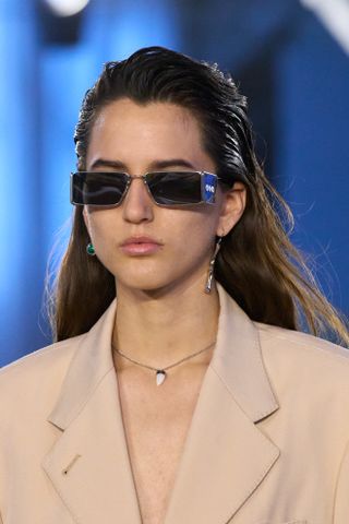 Lacoste runway slicked-down hair