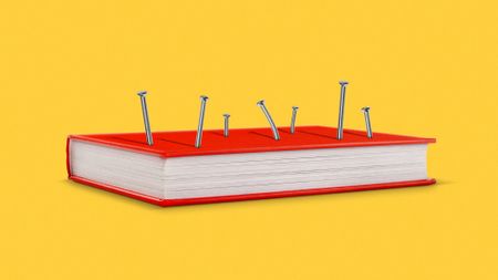 Illustration of a book nailed shut