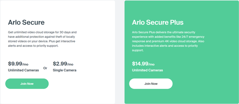 Arlo Secure Plans