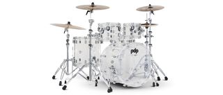 PDP Concept Clear Acrylic Kit and Snare with acrylic hoops