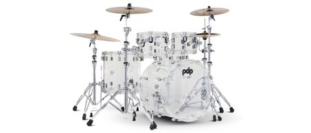 PDP Concept Clear Acrylic Kit and Snare with acrylic hoops